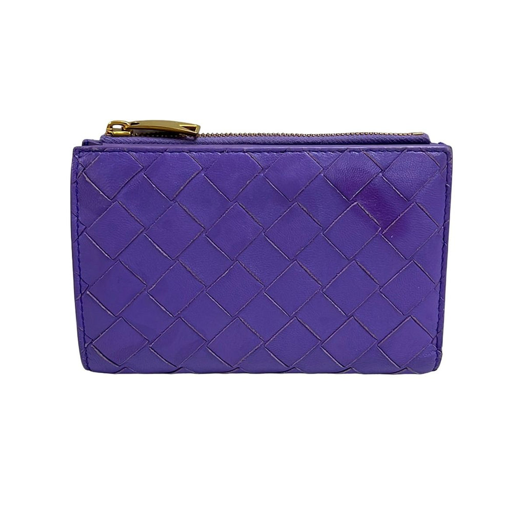 Bottega Veneta Bifold Wallet Maxi Intrecciato Purple Leather