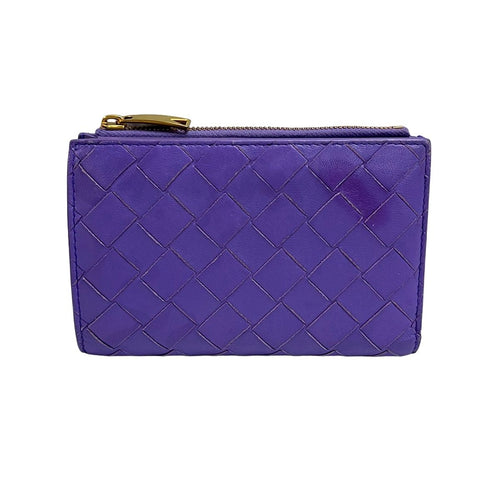 Bottega Veneta Bifold Wallet Maxi Intrecciato Purple Leather
