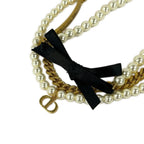 Dior Choker Gold Ivory Black Triple Strand Ribbon CD Logo Necklace — view 3