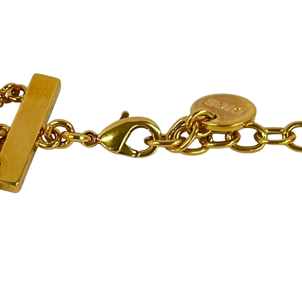 Dior Choker Gold Ivory Black Triple Strand Ribbon CD Logo Necklace — view 4
