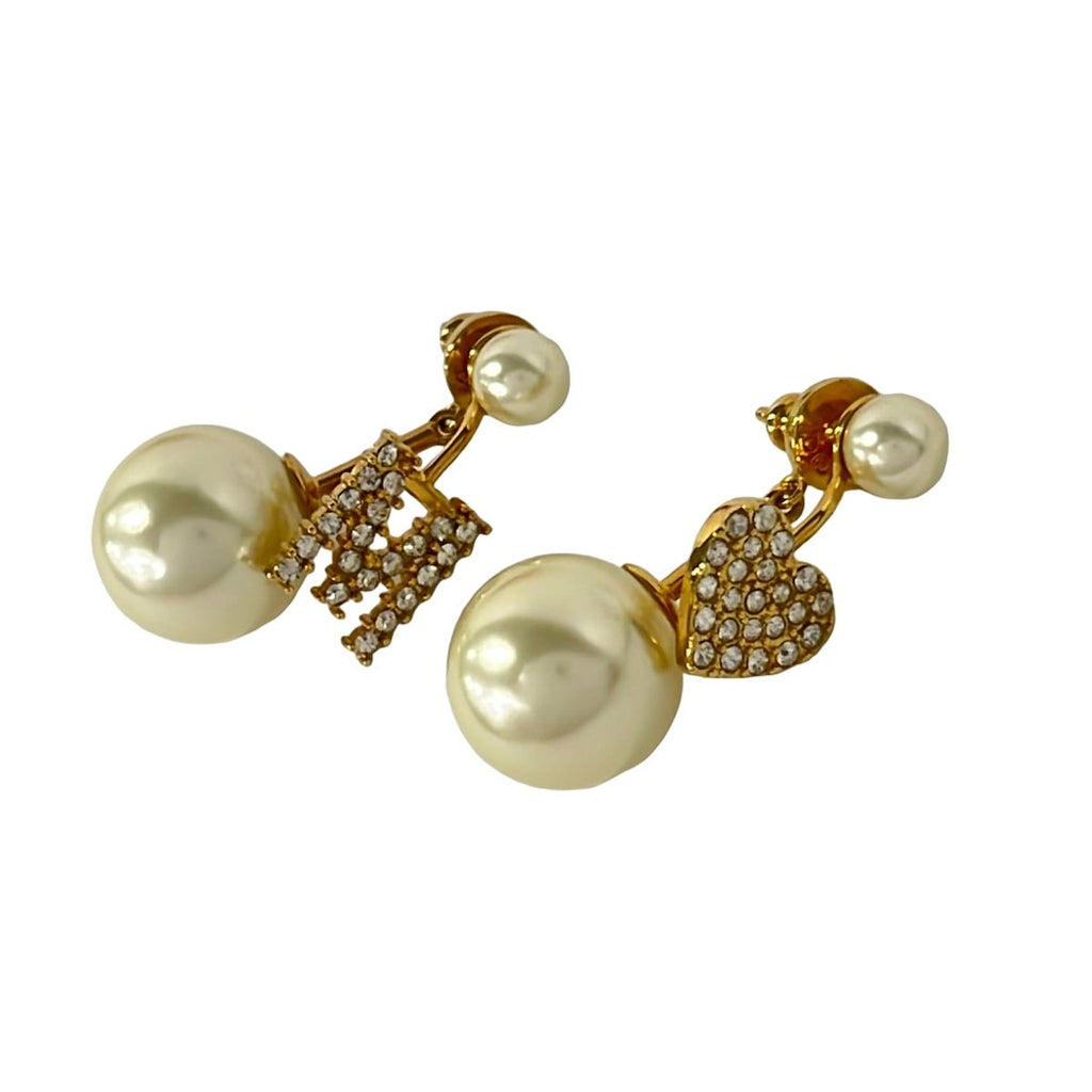 Dior Earrings Tribal MY Abc Gold Ivory Clear Initial