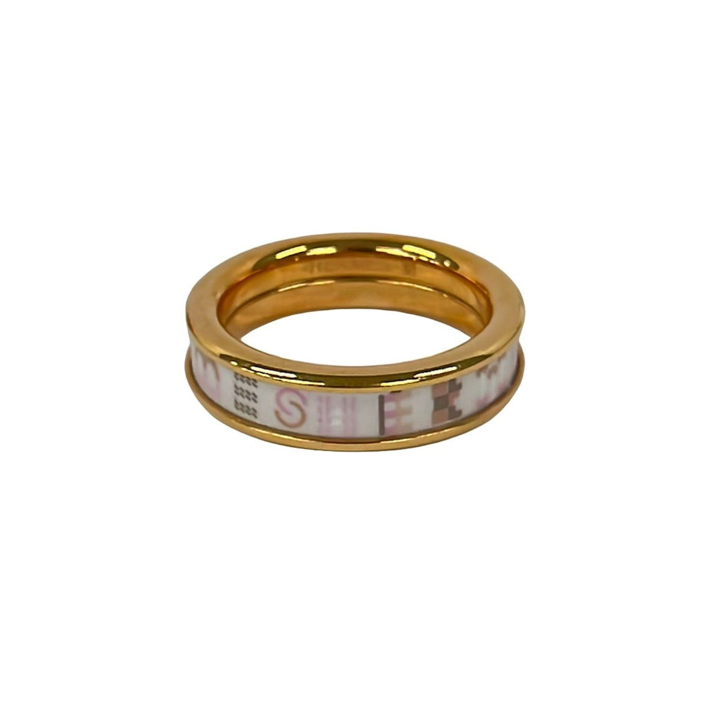 Hermes Ring Bricol White Pink Gold