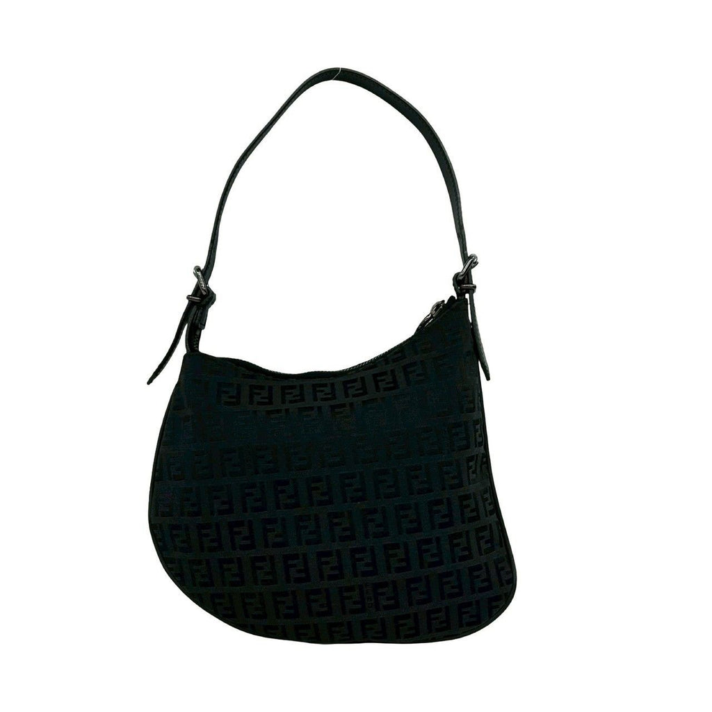 Fendi Vintage Zucchino FF Pattern Canvas Leather Mini Shoulder Bag Black — view 3