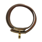 Hermes Double Tour Bracelet Bangle Strand Kell Leather Brown — view 4