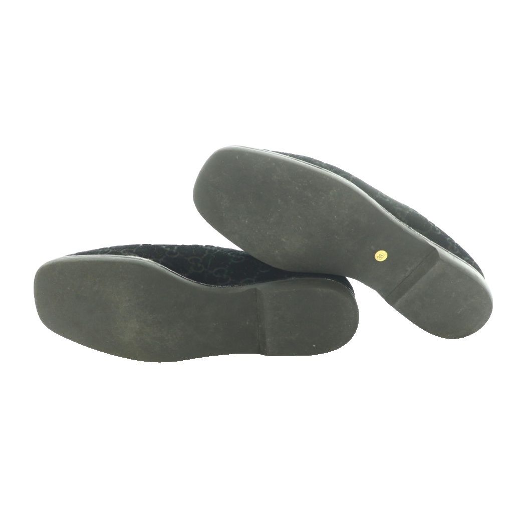 Gucci Loafers Moccasins GG Pattern Velour Leather 38.5 Black SS — view 6