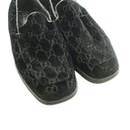 Gucci Loafers Moccasins GG Pattern Velour Leather 38.5 Black SS — view 3