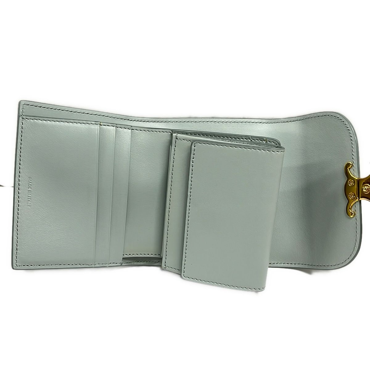 Celine Trifold Wallet Small Flap Trio Gray Leather — view 3