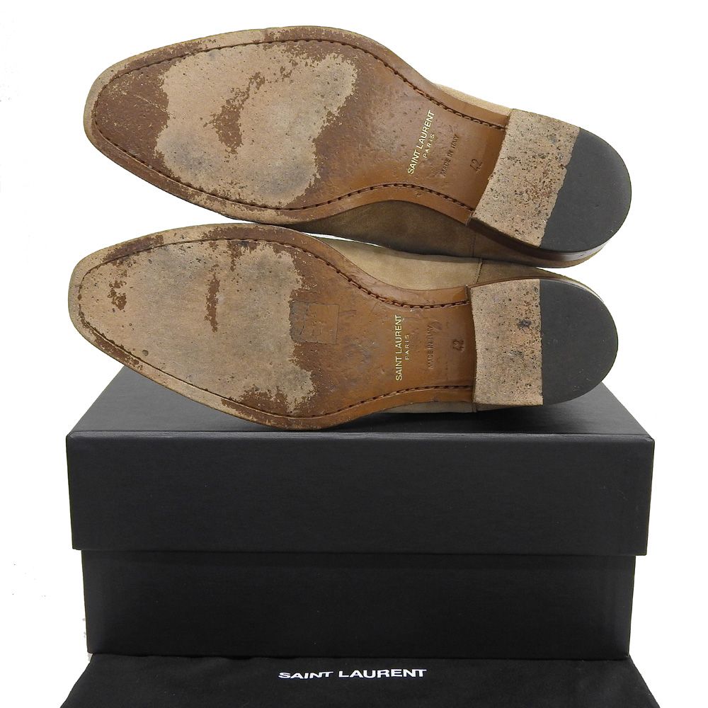 Saint Laurent Paris Suede Side Gore Boots Beige — view 2