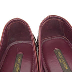 Louis Vuitton LV Logo Buckle Patent Flat Shoes Wine Red — view 4