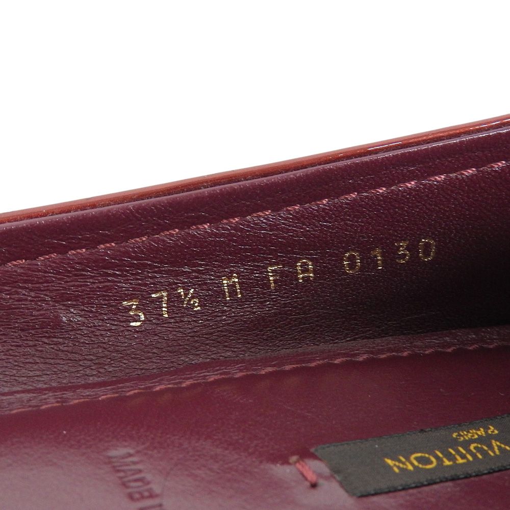 Louis Vuitton LV Logo Buckle Patent Flat Shoes Wine Red — view 6