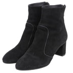 Louis Vuitton Back Zip Booties Suede Short Boots Shoes Black