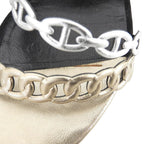 Hermes Chaine D'ancre Strap Sandals Shoes Black Silver Gold — view 3