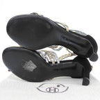 Hermes Chaine D'ancre Strap Sandals Shoes Black Silver Gold — view 2