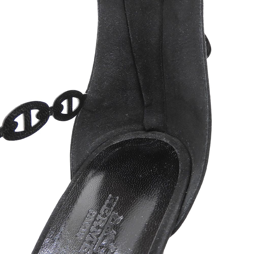 Hermes Chaine D'ancre Strap Sandals Shoes Black Silver Gold — view 4