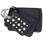 Fendi Pearl Studded Triplet Pouch Multi Clutch