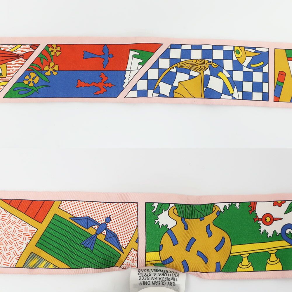 Hermes Heaven Twill Factory Suit Scarf Silk Rose Peel Blue Multicolor — view 7