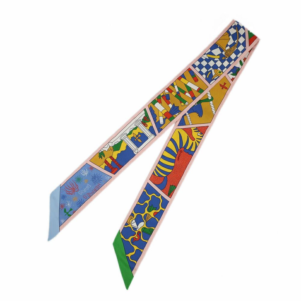 Hermes Heaven Twill Factory Suit Scarf Silk Rose Peel Blue Multicolor — view 2