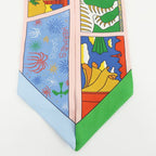 Hermes Heaven Twill Factory Suit Scarf Silk Rose Peel Blue Multicolor — view 3