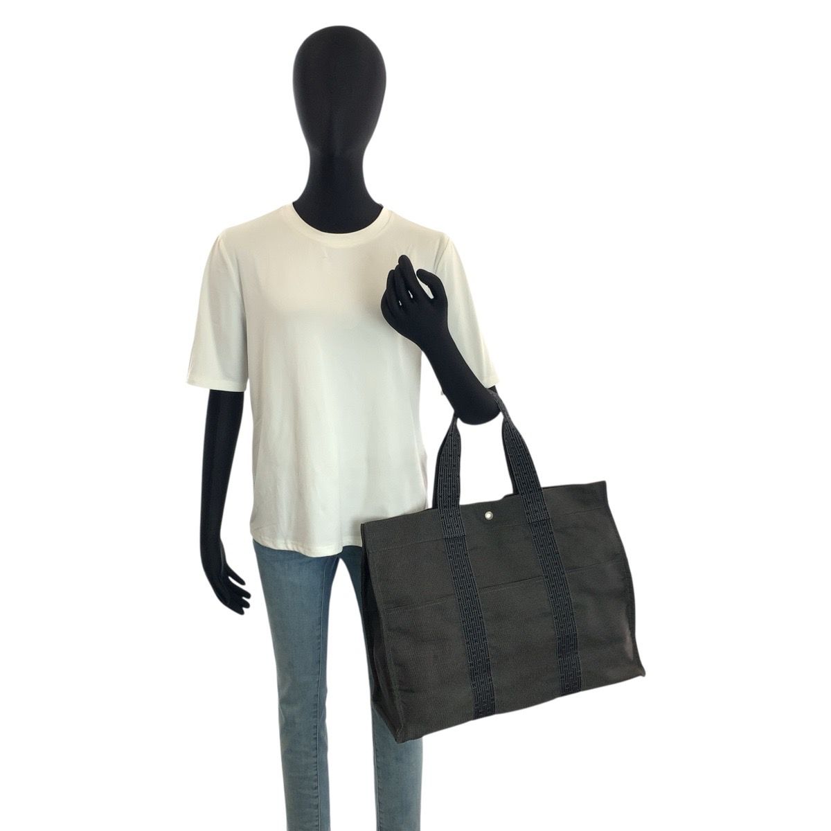 Hermes Her Line GM Gray Silver Polyamide Tote — view 6