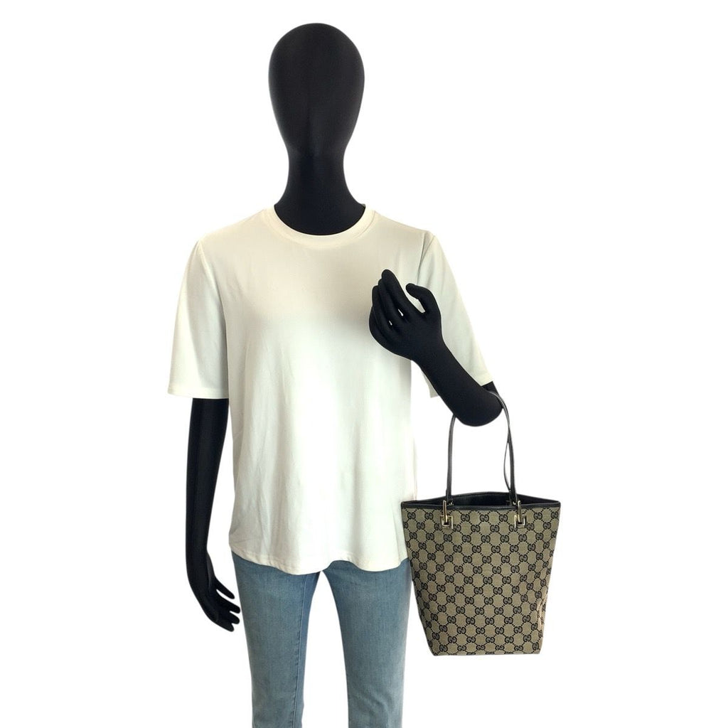 Gucci Black Gold GG Canvas Leather 002 Tote Shoulder — view 6
