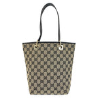 Gucci Black Gold GG Canvas Leather 002 Tote Shoulder