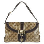Gucci GG Crystal Beige Brown Gold Leather Shoulder