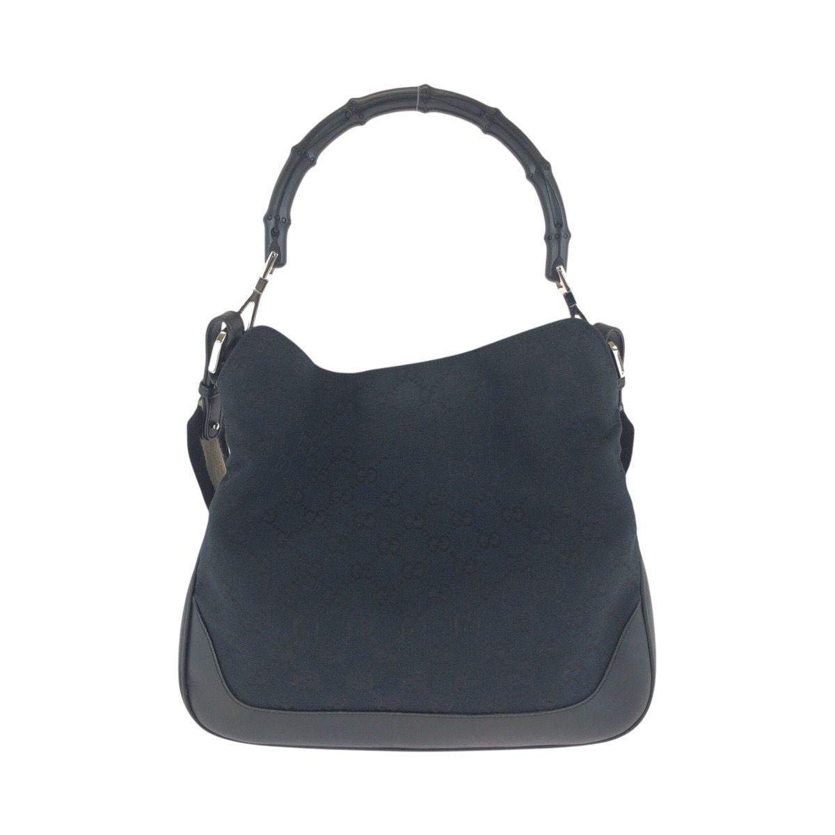 Gucci Bamboo Black Silver GG Canvas Leather 001 Shoulder — view 2