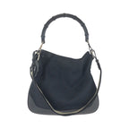 Gucci Bamboo Black Silver GG Canvas Leather 001 Shoulder