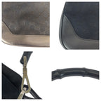 Gucci Bamboo Black Silver GG Canvas Leather 001 Shoulder — view 6