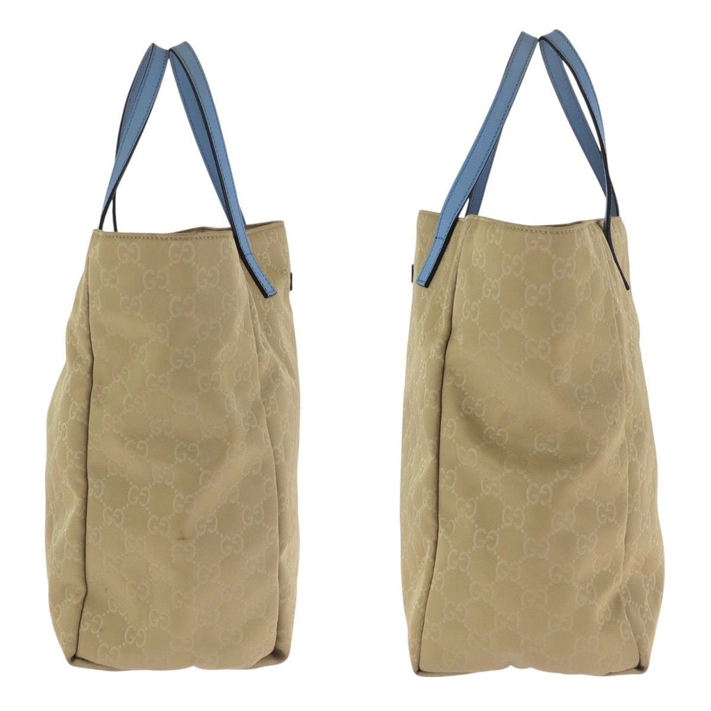 Gucci Beige Brown Light Blue Nylon Leather Shoulder — view 8