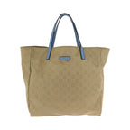 Gucci Beige Brown Light Blue Nylon Leather Shoulder