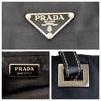 Prada Tessuto Black Silver Nylon Leather Shoulder — view 4
