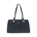 Prada Tessuto Black Silver Nylon Leather Shoulder