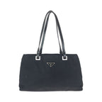 Prada Tessuto Black Silver Nylon Leather Shoulder