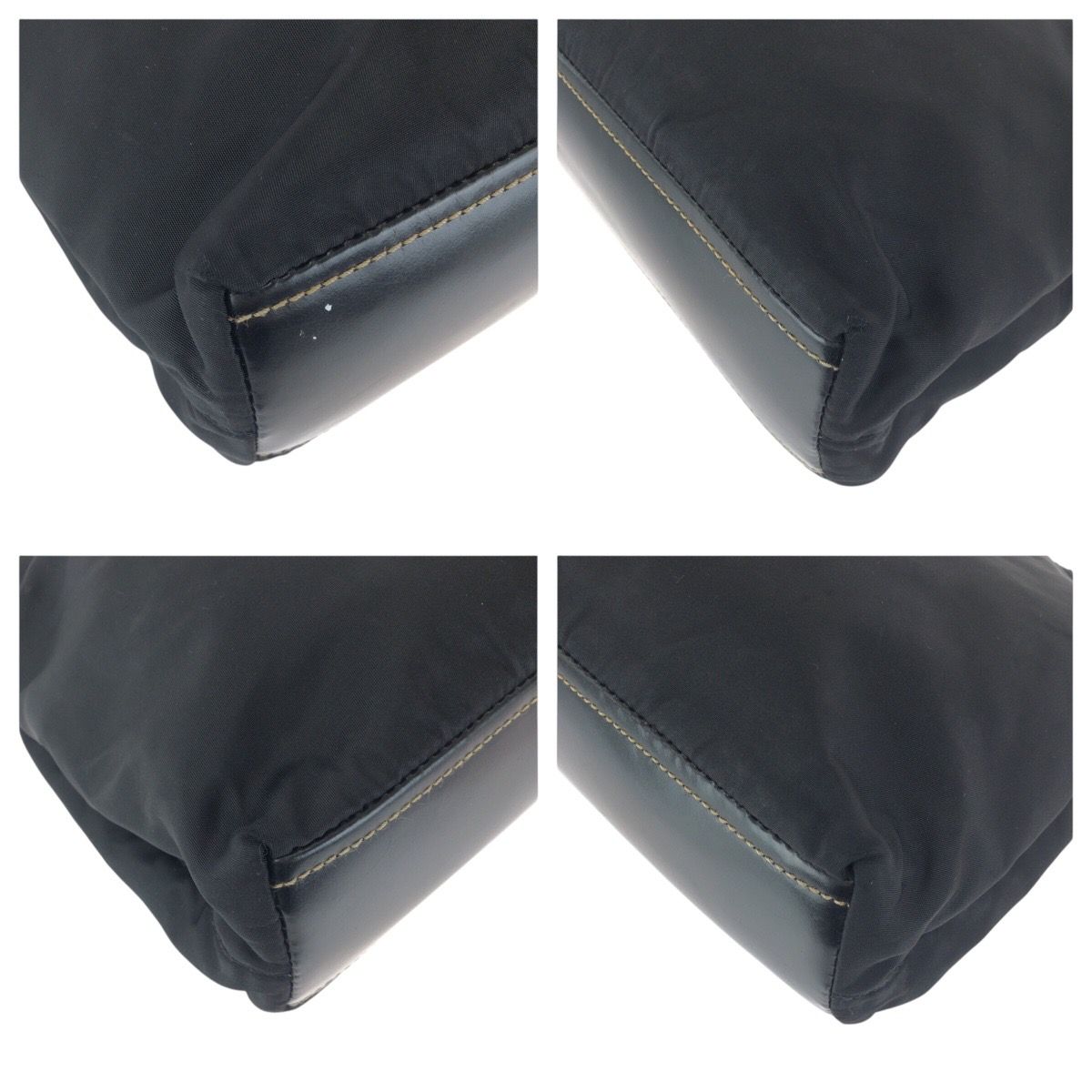 Prada Tessuto Black Silver Nylon Leather Shoulder — view 3