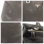 Prada Tessuto Black Silver Nylon Leather Shoulder — view 5