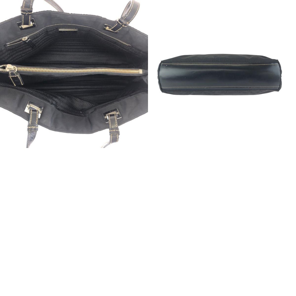Prada Tessuto Black Silver Nylon Leather Shoulder — view 9
