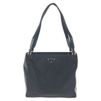 Prada Tessuto Black Silver Nylon Shoulder