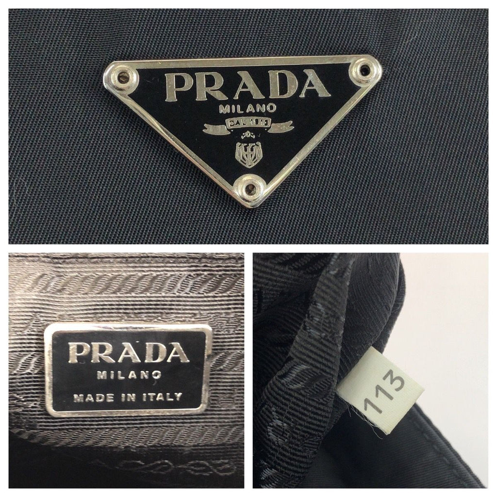 Prada Tessuto Black Silver Nylon Shoulder — view 4