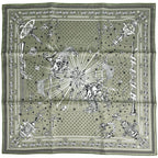 Hermes Carre 55 Chorus Stellarum Bandana Scarf Silk Khaki Multicolor