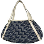 Gucci Logo Tote Abbey Canvas Navy White
