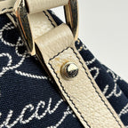 Gucci Logo Tote Abbey Canvas Navy White — view 4