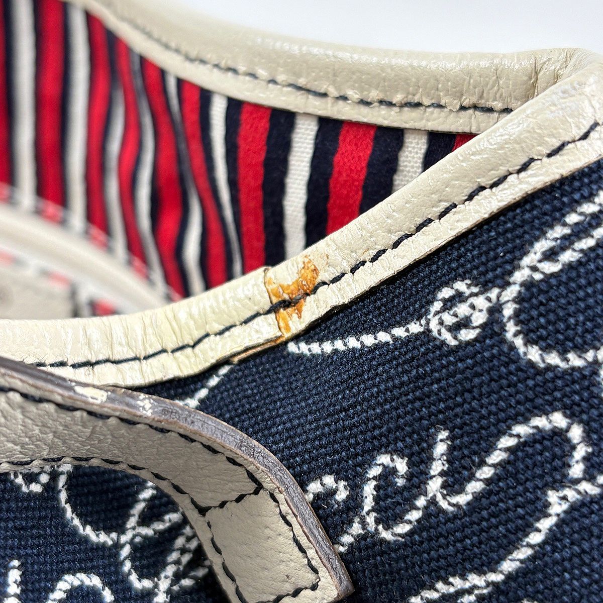 Gucci Logo Tote Abbey Canvas Navy White — view 5