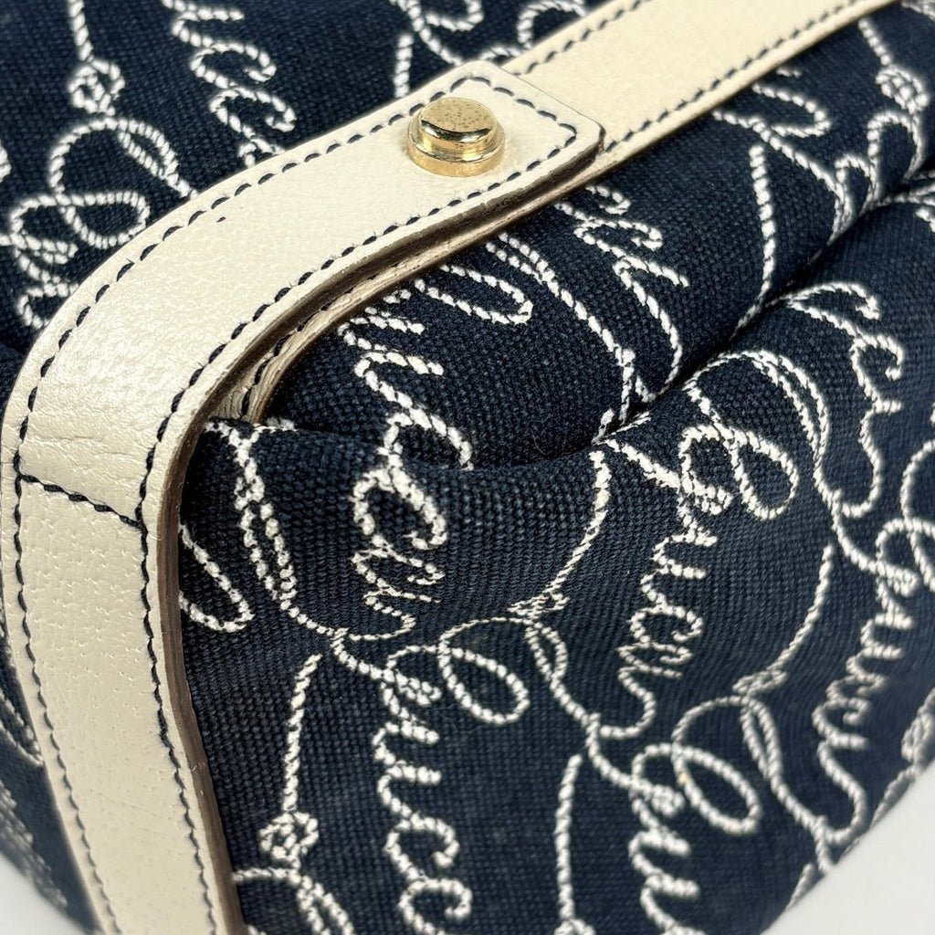 Gucci Logo Tote Abbey Canvas Navy White — view 3