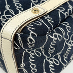 Gucci Logo Tote Abbey Canvas Navy White — view 3