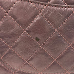 Chanel Chain Shoulder Bag Quilted Double Flap Leather Metallic Pink — view 4