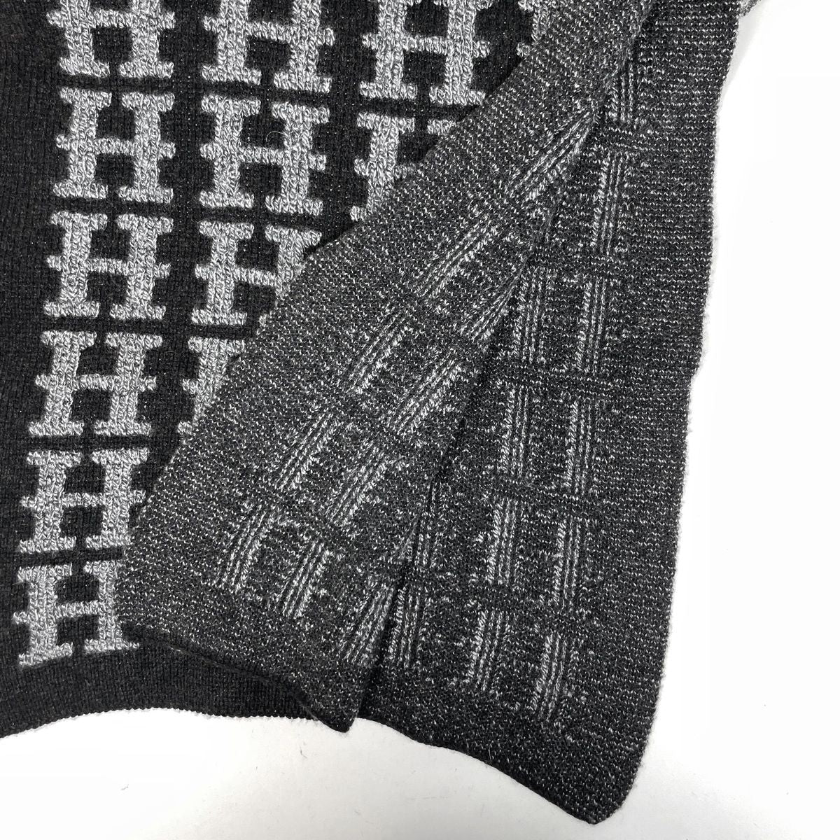 Hermes Logo Scarf Martin Margiela Era Cashmere Black — view 2