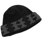 Hermes Logo Knit Cap Martin Margiela Era Hat Cashmere Black