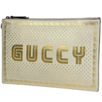 Gucci Logo Print Clutch Sega Second Leather White