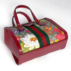 Gucci Ophidia GG Flora Small Tote 2-Way Sherry Line Web Red Beige — view 2